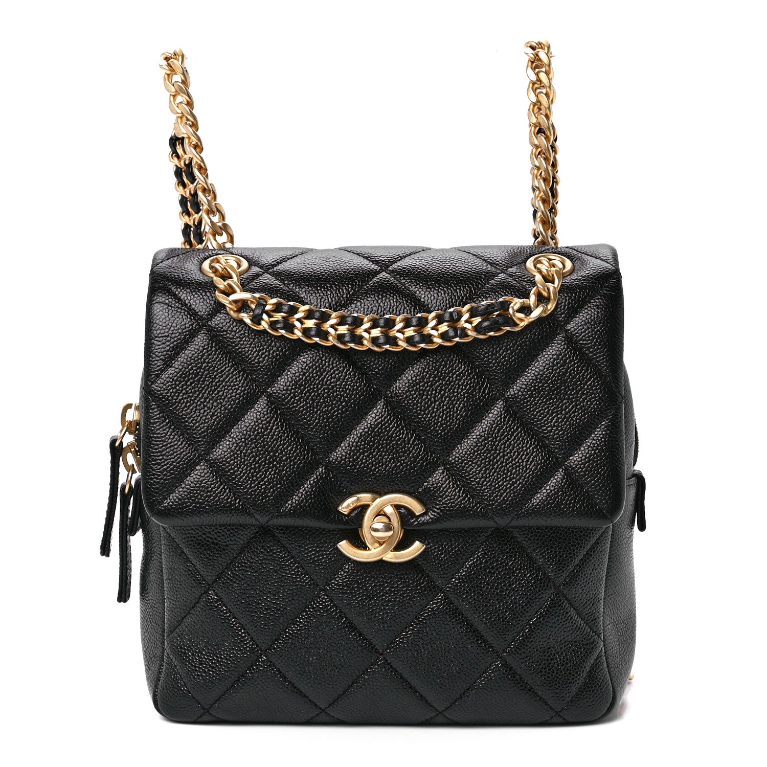 Chanel Shiny Caviar Quilted Chain Melody Backpack Black 1 of 11