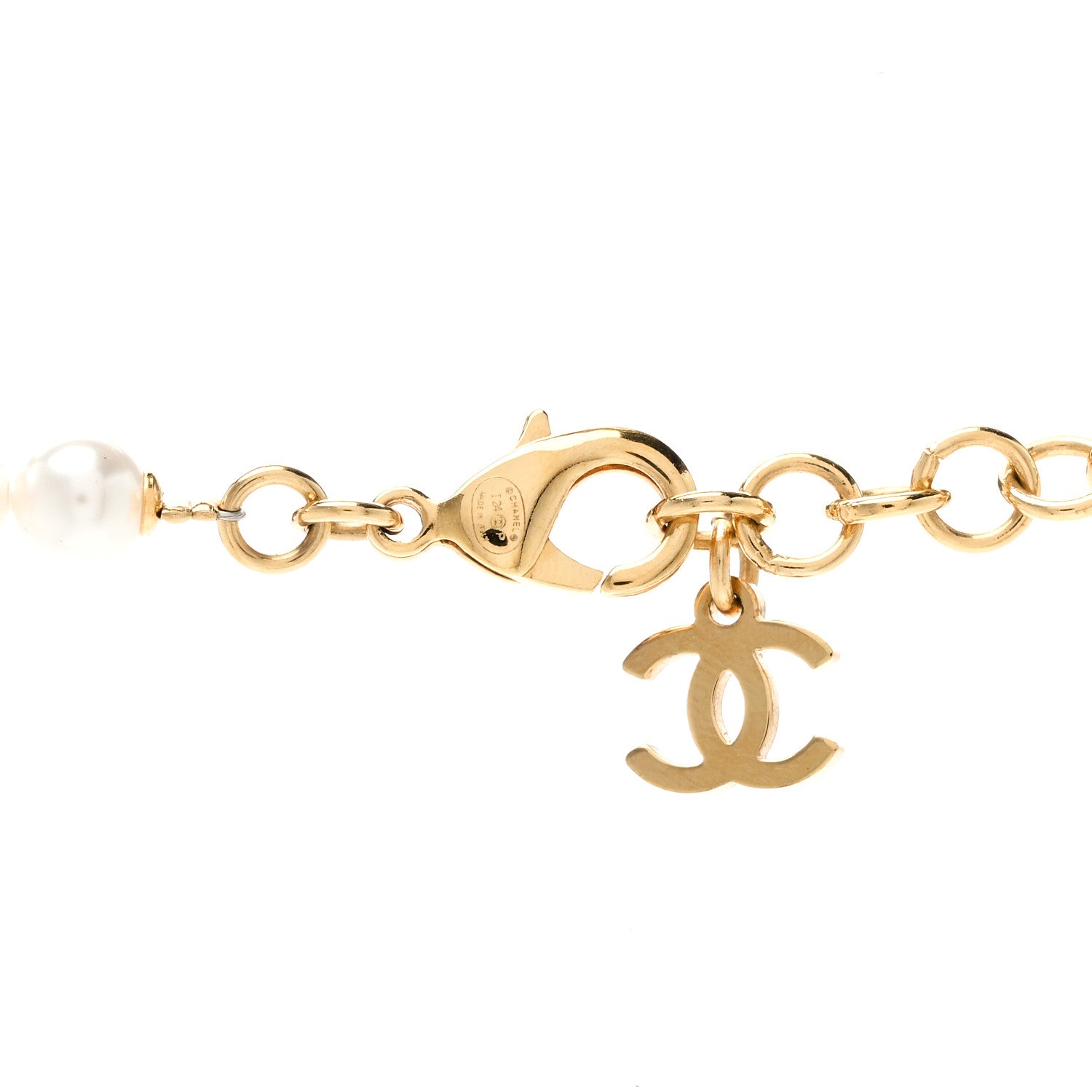 Chanel Metal Denim CC Heart Choker Gold Blue Pearly White 4 of 4