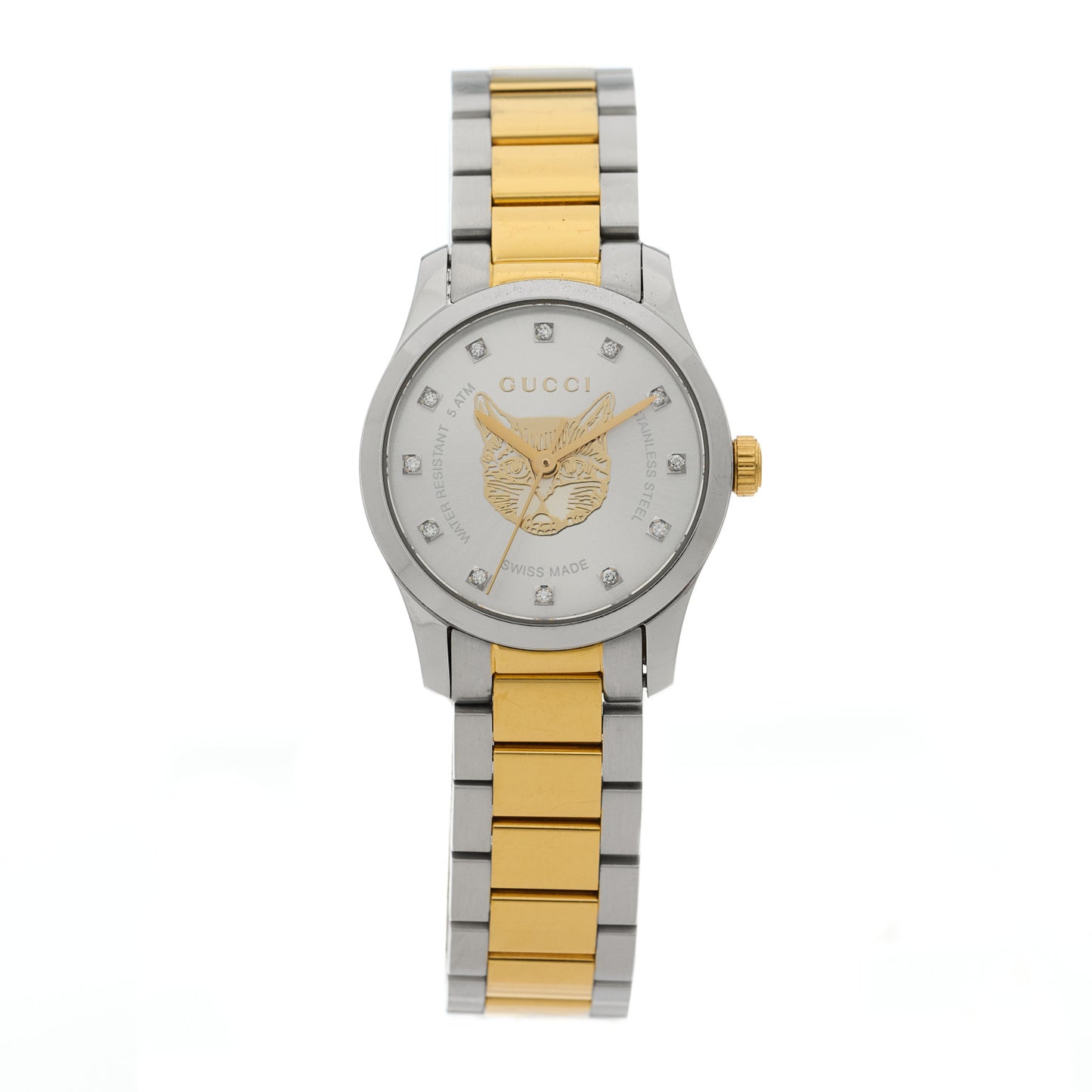 Stainless Steel Diamond 27mm G-Timeless Two Tone Cat Quartz Watch