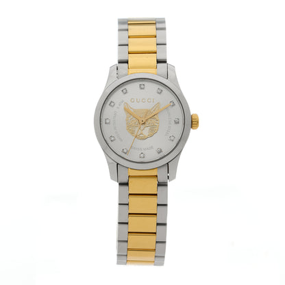 Gucci Stainless Steel Diamond 27mm G-Timeless Two Tone Cat Quartz Watch 1 of 5