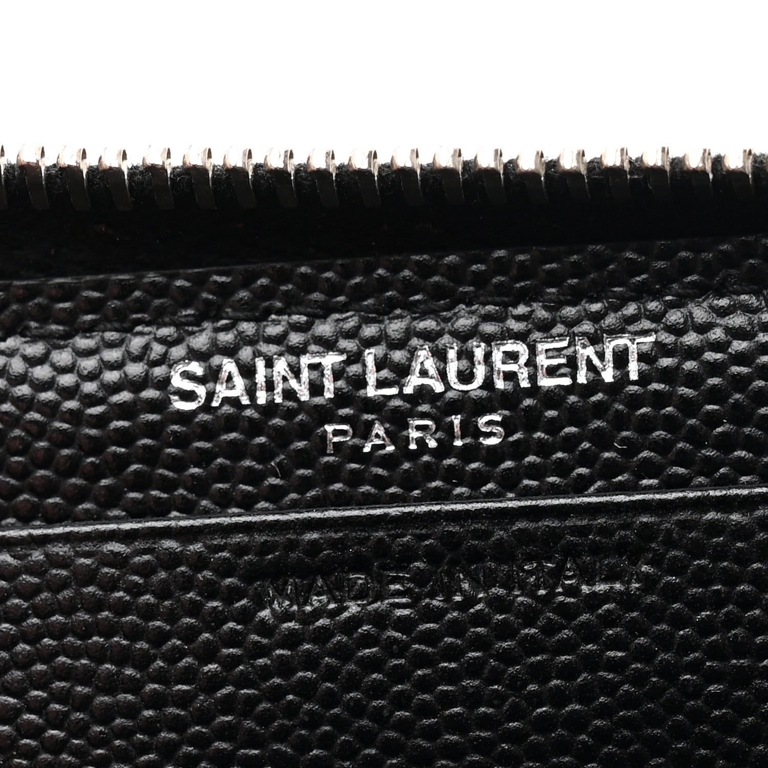 Saint Laurent Grain De Poudre Matelasse Chevron Monogram Small Zip Around Wallet Black 6 of 6