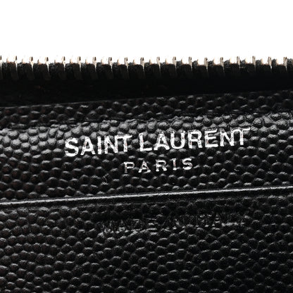 Saint Laurent Grain De Poudre Matelasse Chevron Monogram Small Zip Around Wallet Black 6 of 6