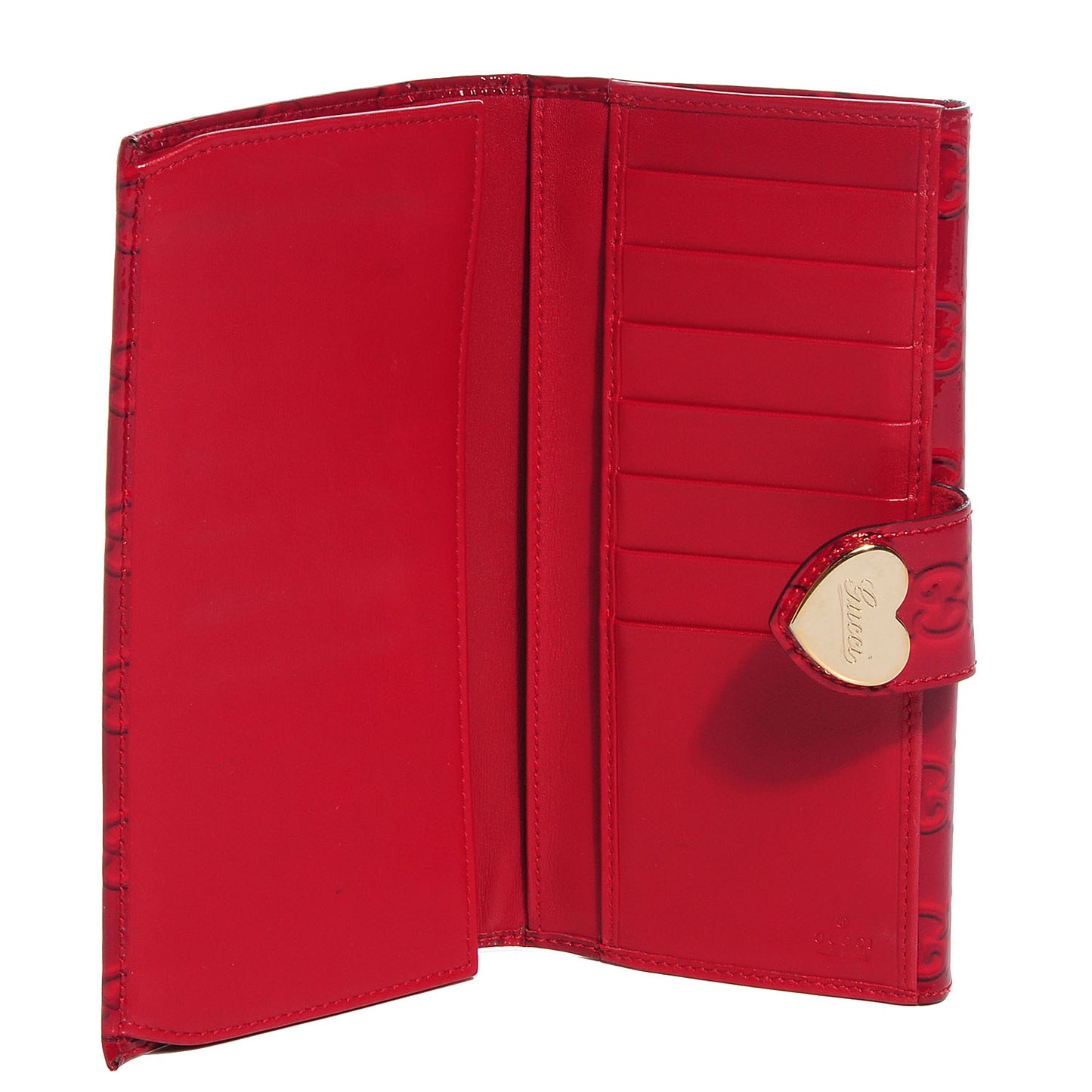 Patent Guccissima Heart Continental Wallet Red