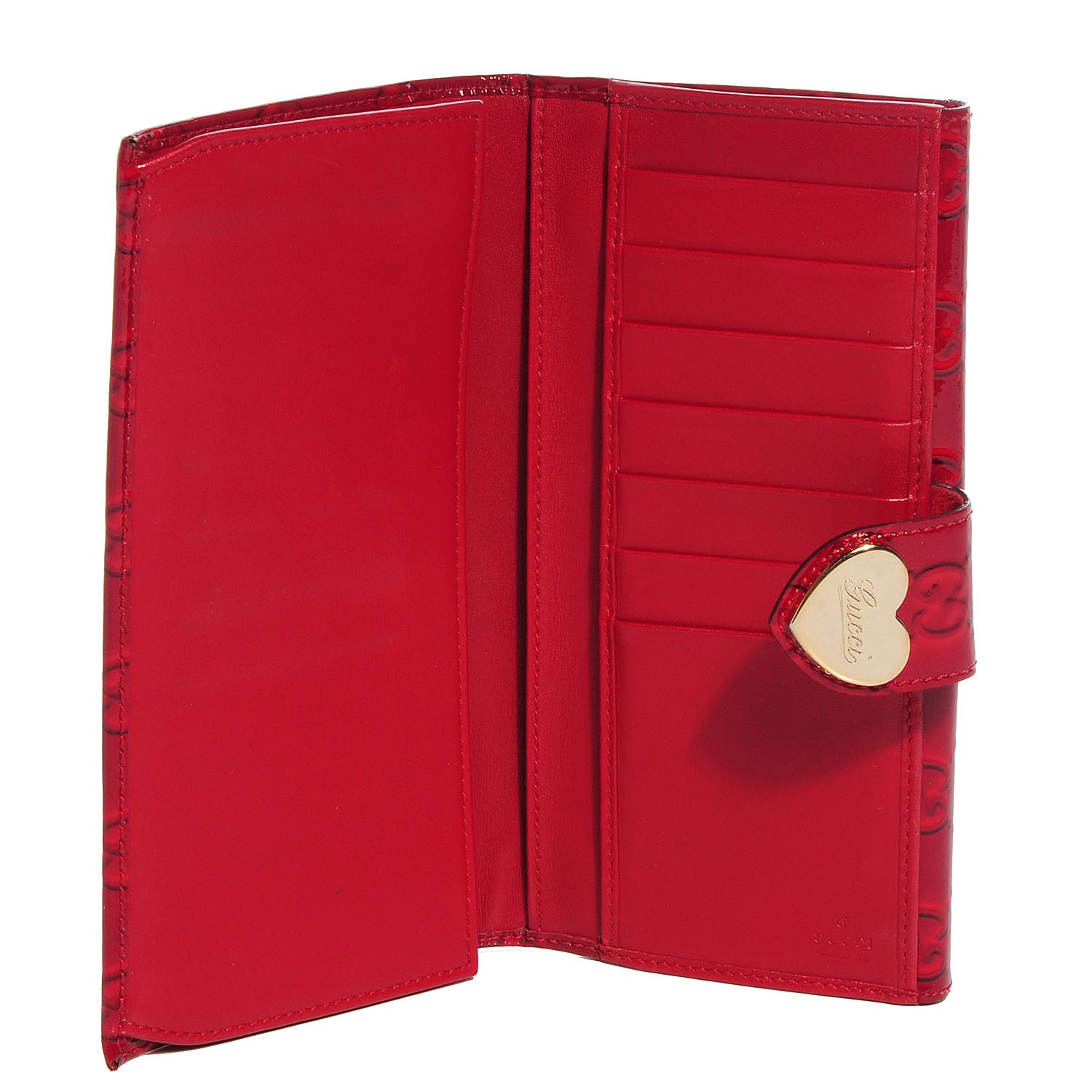 Gucci Patent Guccissima Heart Continental Wallet Red 5 of 7