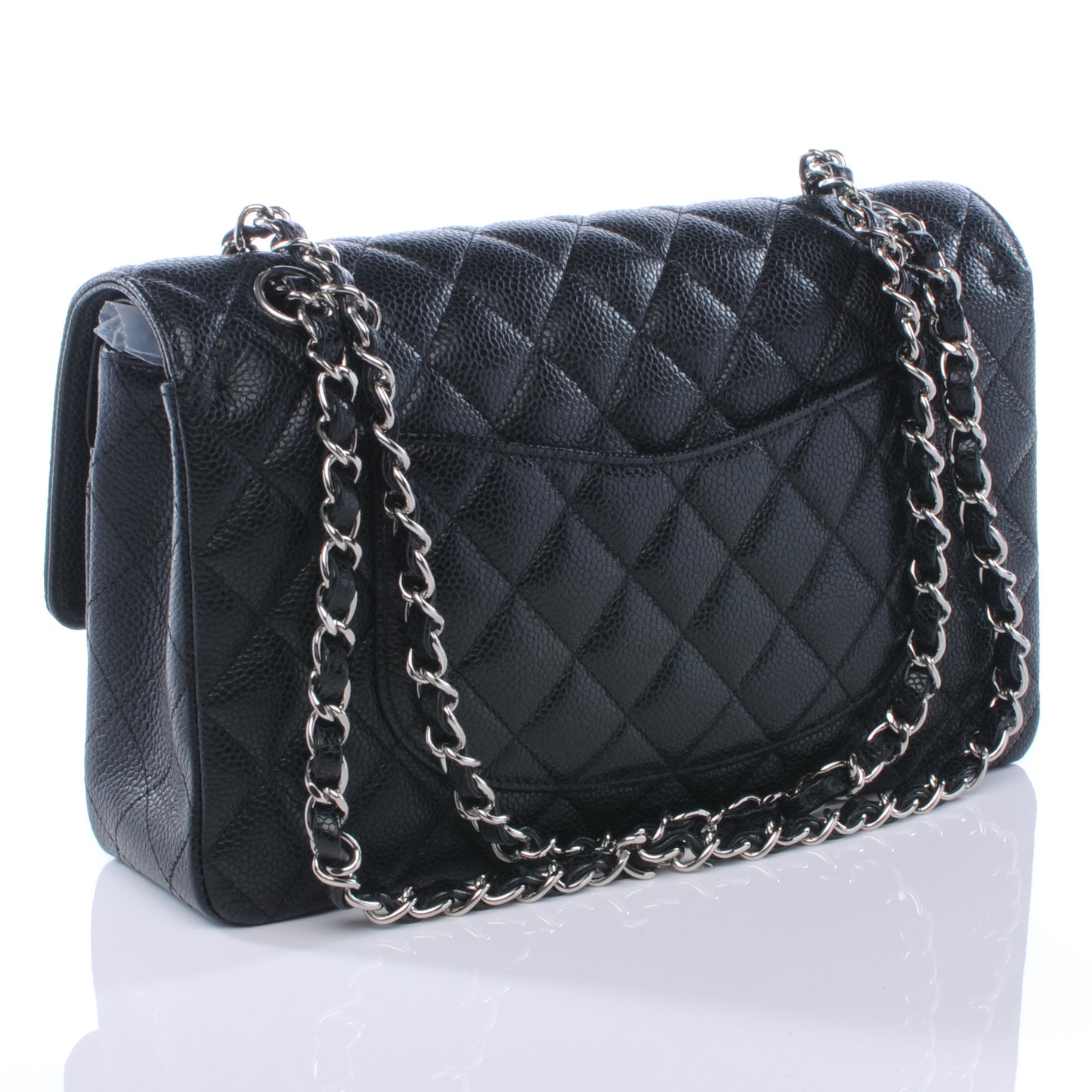 Caviar Quilted Medium Double Flap Black