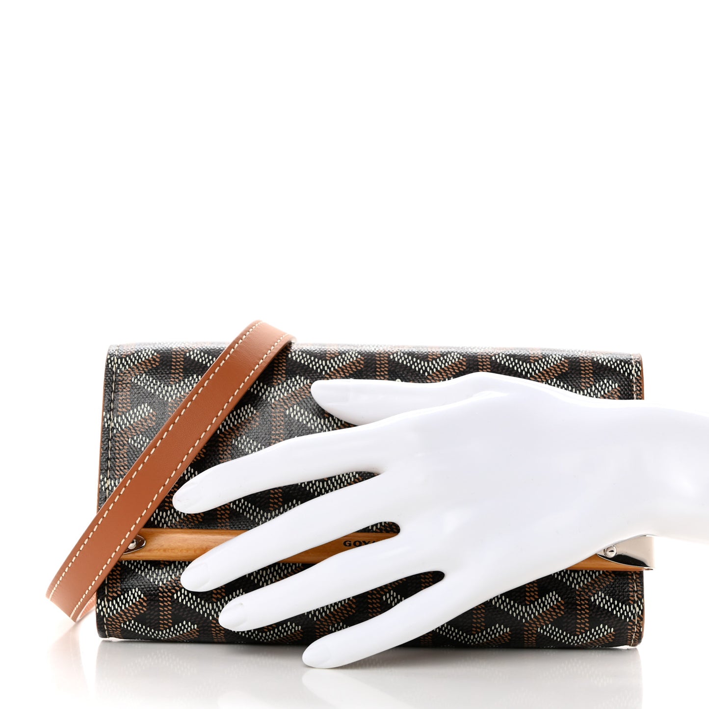 Goyardine Monte Carlo Bois Clutch With Strap Black