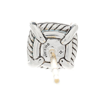 David Yurman Sterling Silver Diamond Blue Topaz Petite Chatelaine Bezel Stud Earrings 4 of 4