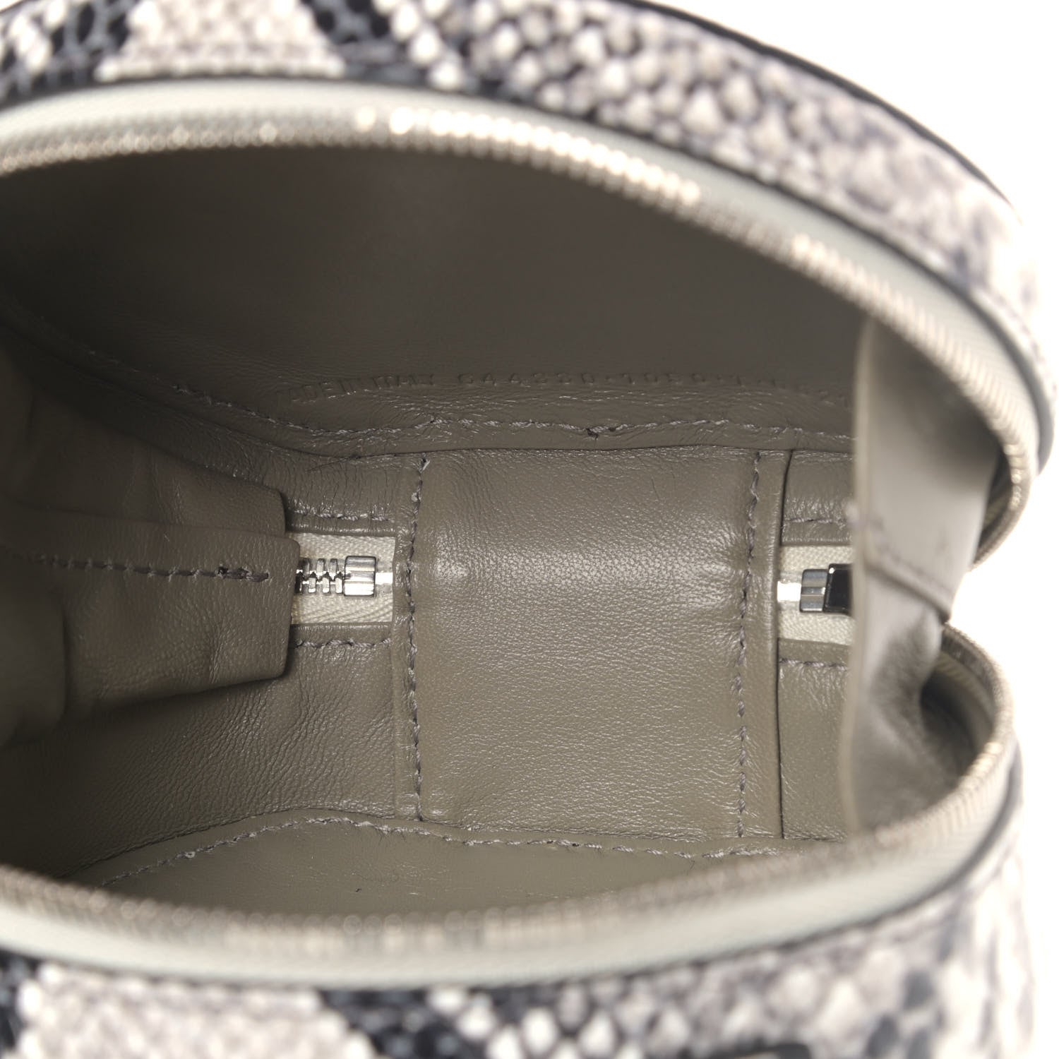 Balenciaga Grained Calfskin Python Effect Sharp Vanity Round Bag Mini Black White 4 of 4