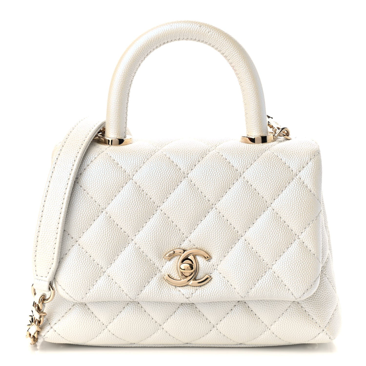 Chanel Iridescent Caviar Quilted Extra Mini Coco Handle Flap Ivory 1 of 10