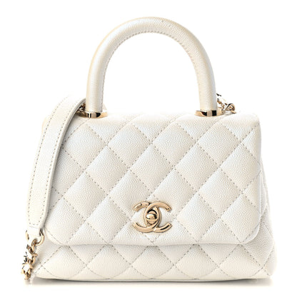 Chanel Iridescent Caviar Quilted Extra Mini Coco Handle Flap Ivory 1 of 10