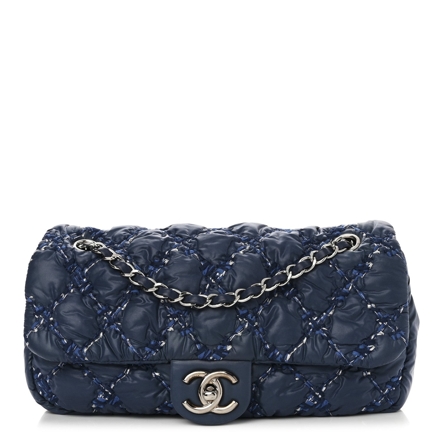 Chanel Nylon Quilted Medium Tweed on Stitch Bubble Flap Blue 1 of 11