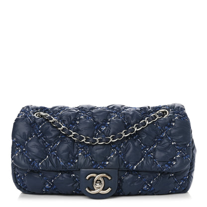 Chanel Nylon Quilted Medium Tweed on Stitch Bubble Flap Blue 1 of 11
