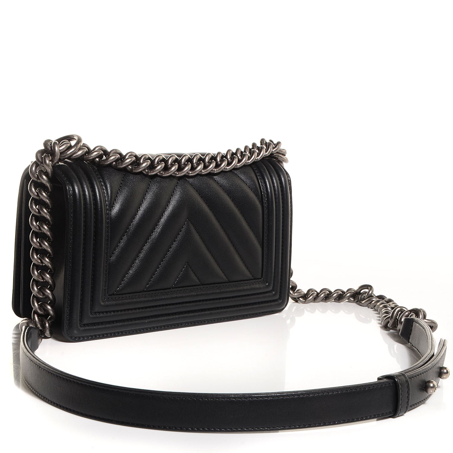 Chanel Calfskin Chevron Quilted Small Boy Flap Black 3 of 10