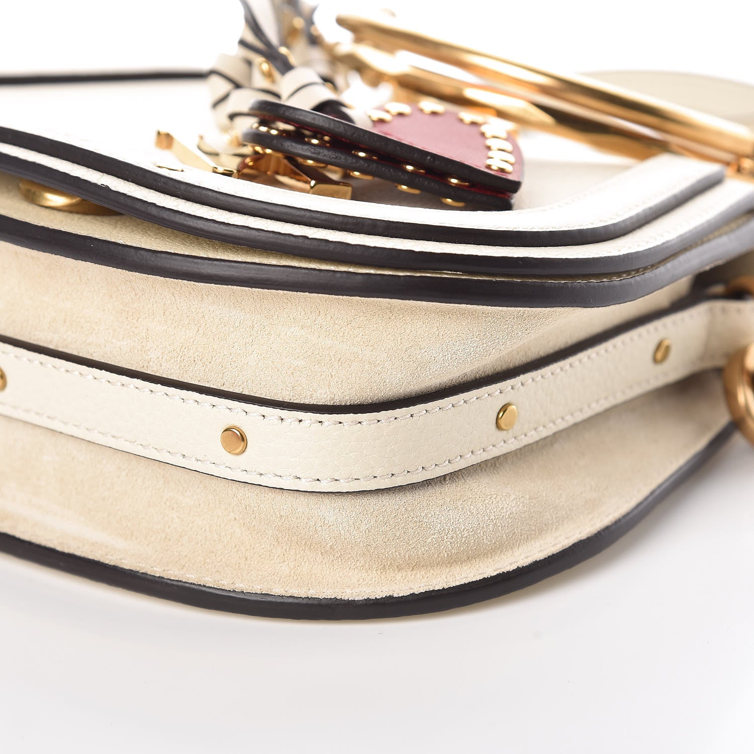 Chloe Calfskin Suede Small Nile Bracelet Bag Off White 6 of 9