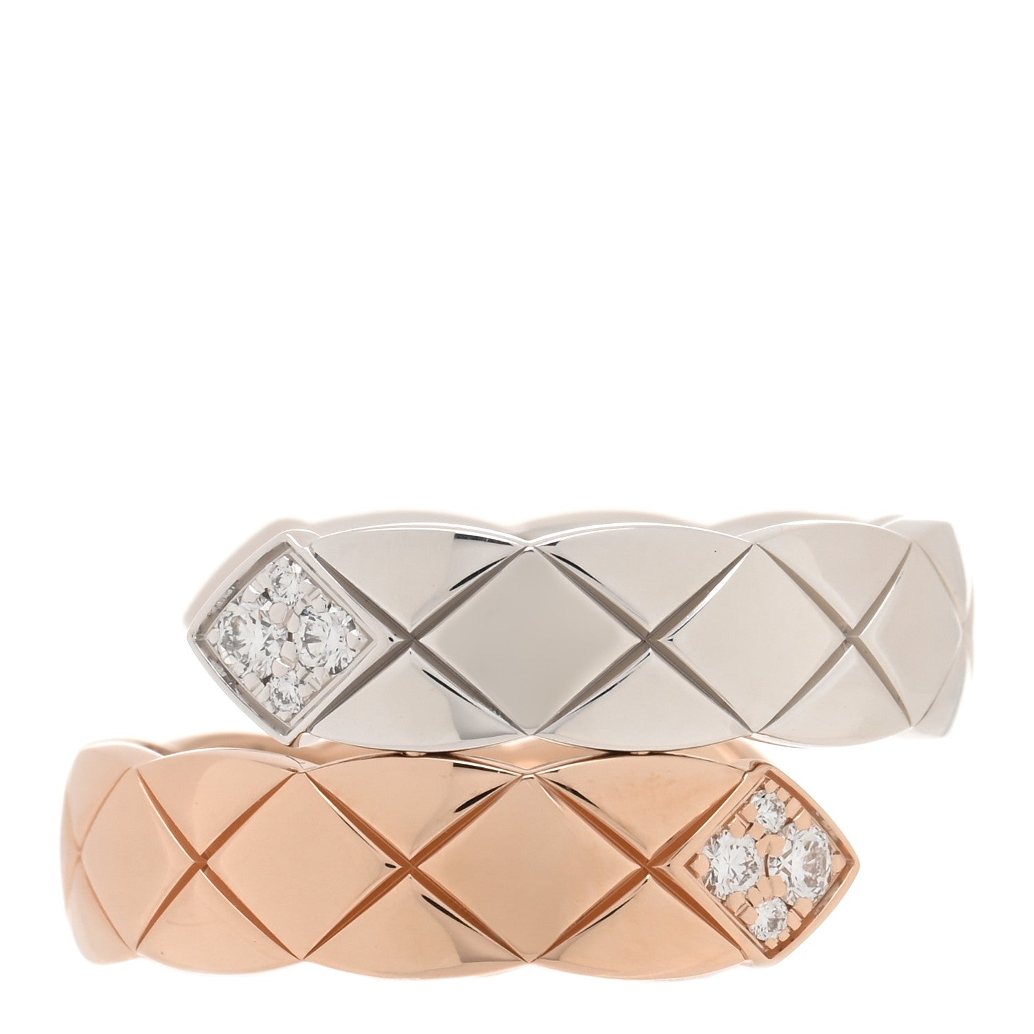 Chanel 18K White Beige Gold Diamond Coco Crush Toi et Moi Ring 52 6 1 of 5