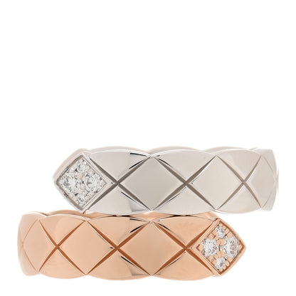 Chanel 18K White Beige Gold Diamond Coco Crush Toi et Moi Ring 52 6 1 of 5