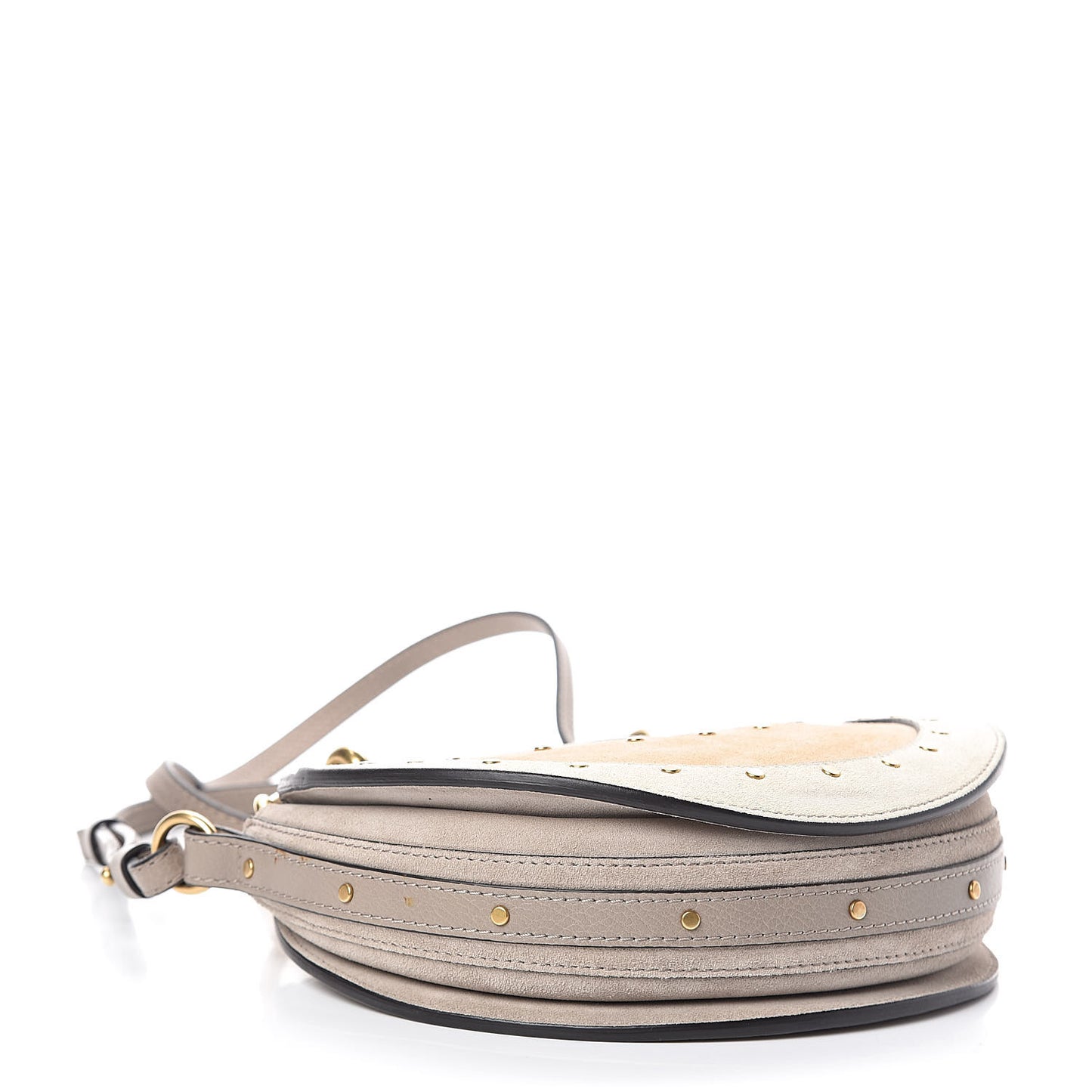 Smooth Calfskin Suede Patchwork Studded Small Pixie Bag Motty Grey