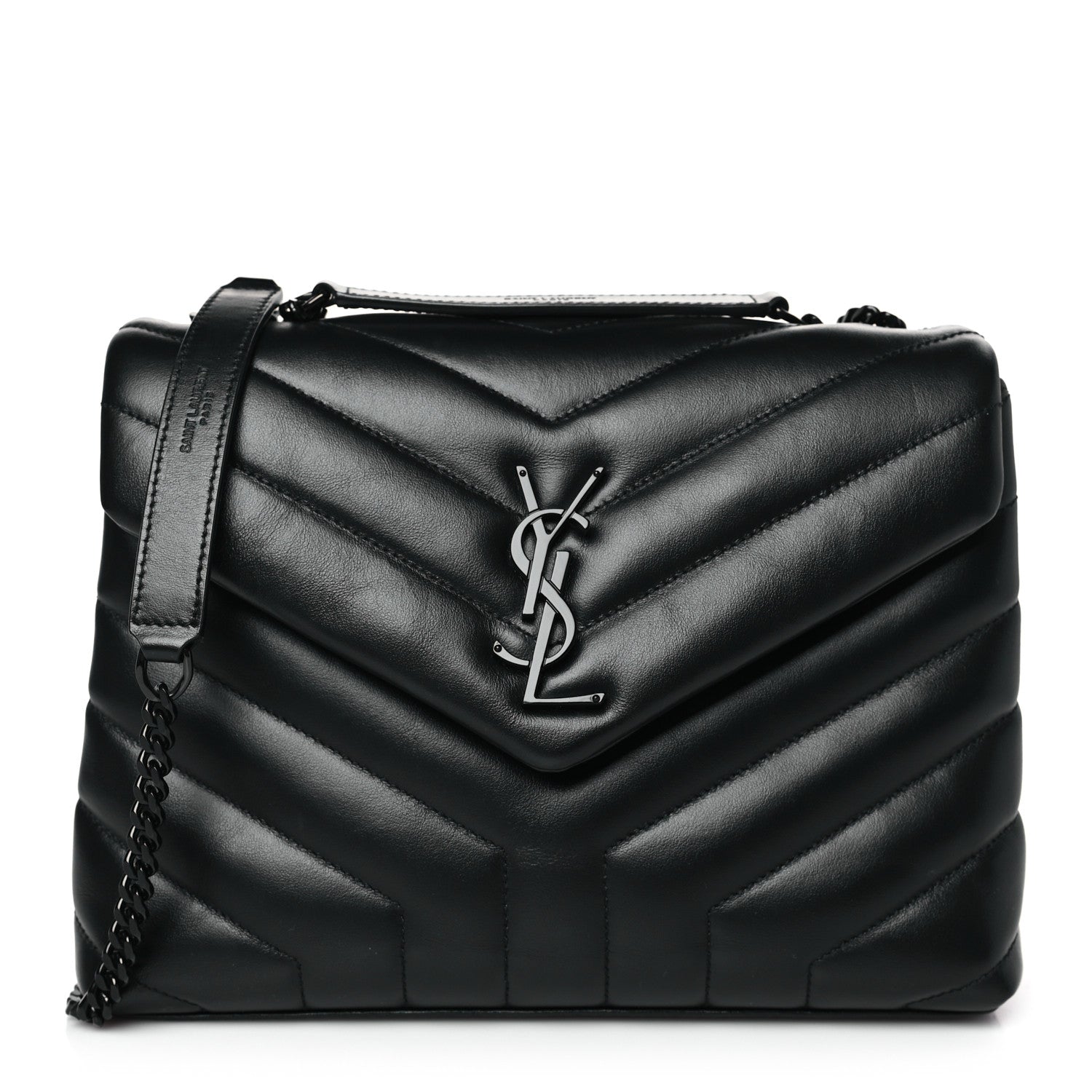 Saint Laurent Calfskin Y Quilted Monogram Monochrome Small Loulou Chain Satchel Black 1 of 9