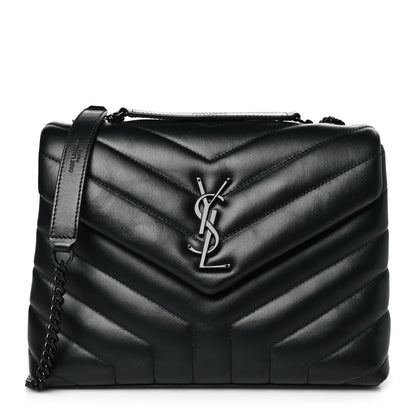 Saint Laurent Calfskin Y Quilted Monogram Monochrome Small Loulou Chain Satchel Black 1 of 9