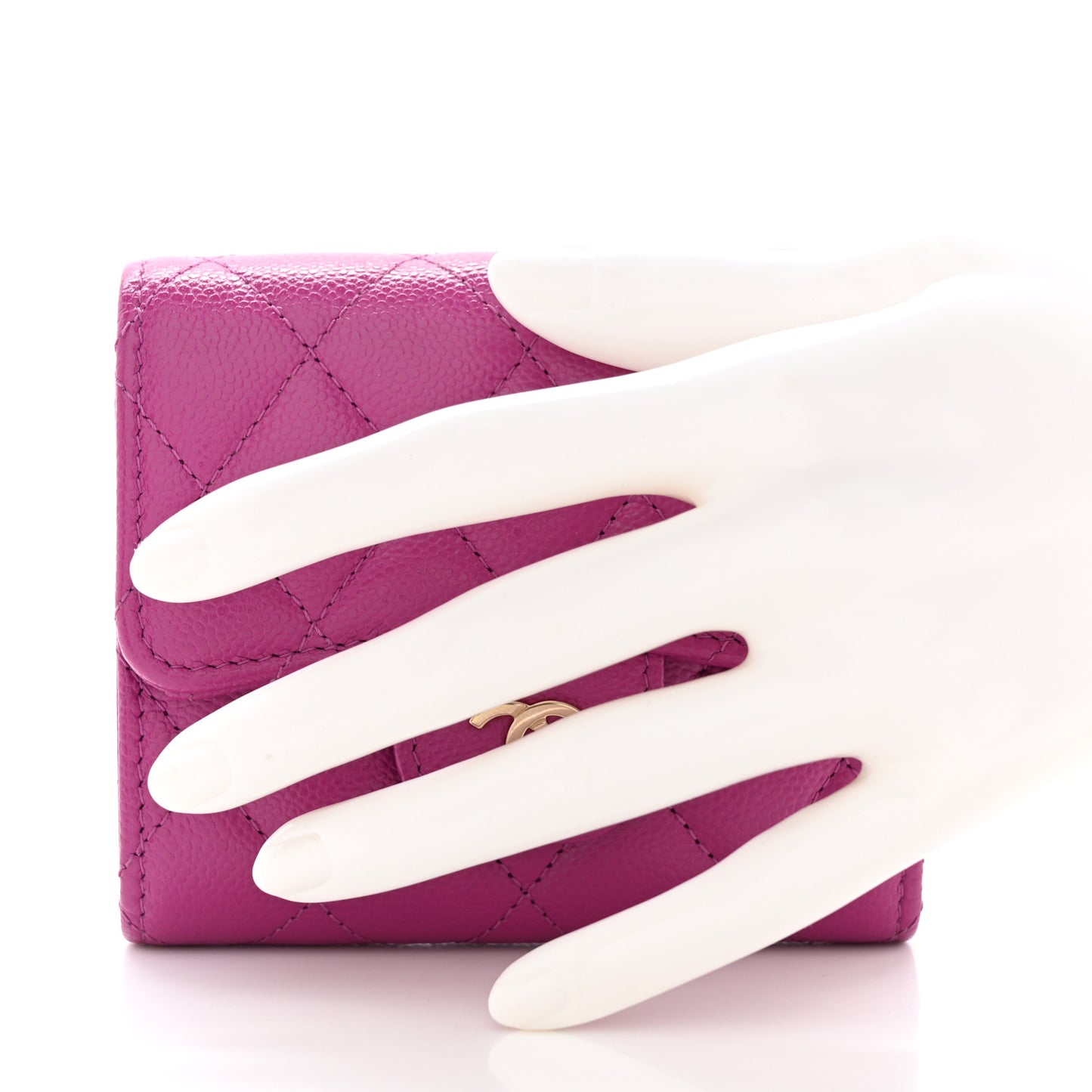 Caviar Quilted Small Flap Wallet Pink