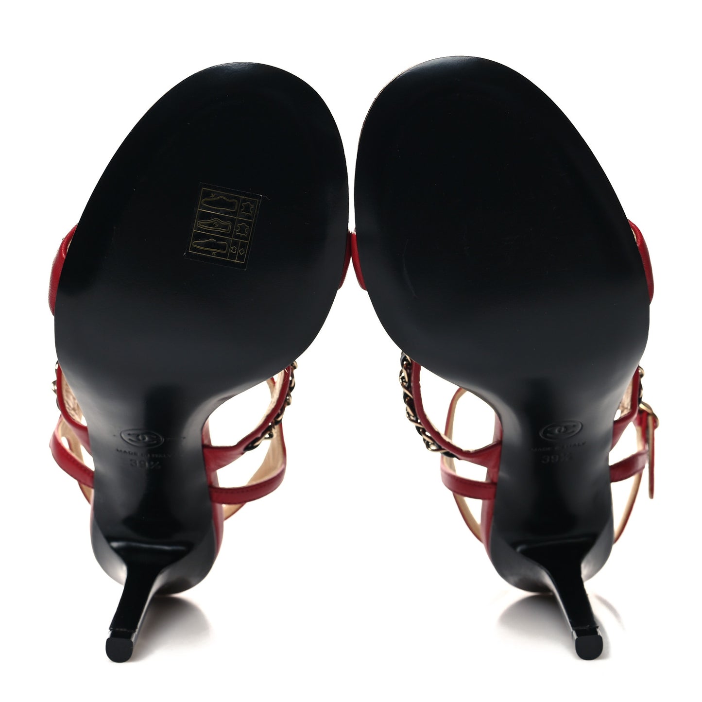 Lambskin Chain Strap Sandals 39.5 Dark Red