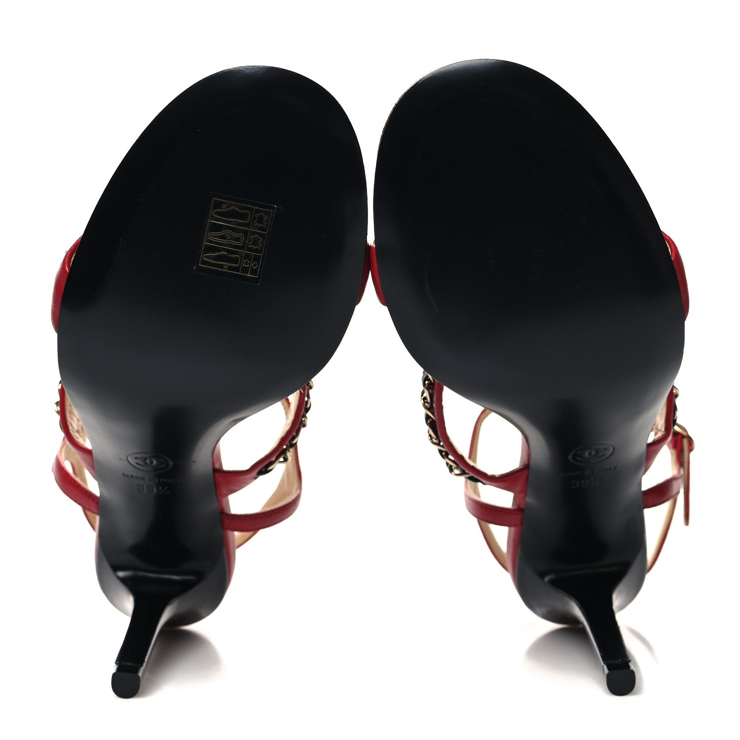 Chanel Lambskin Chain Strap Sandals 39.5 Dark Red 5 of 8