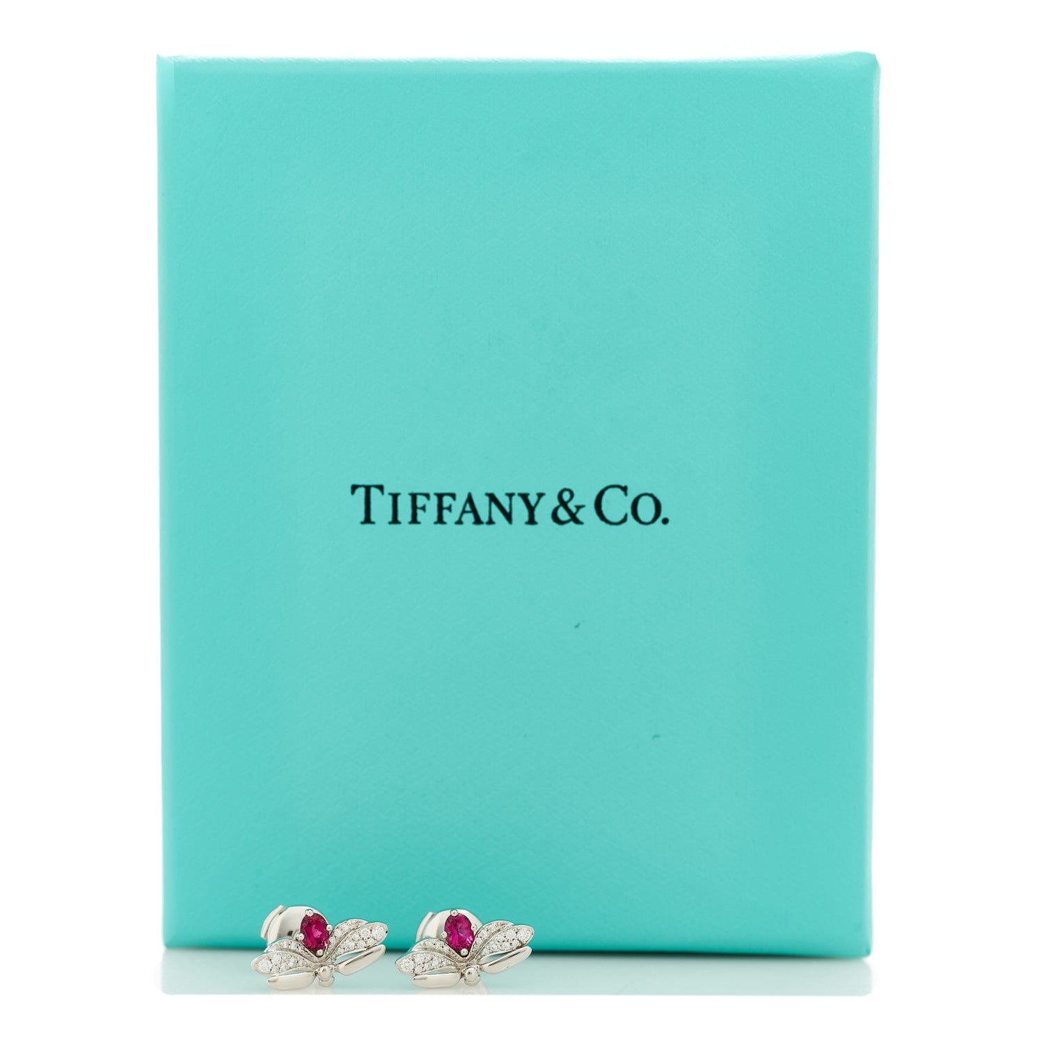 Tiffany Platinum Diamond Rubellite Paper Flowers Firefly Earrings 4 of 4