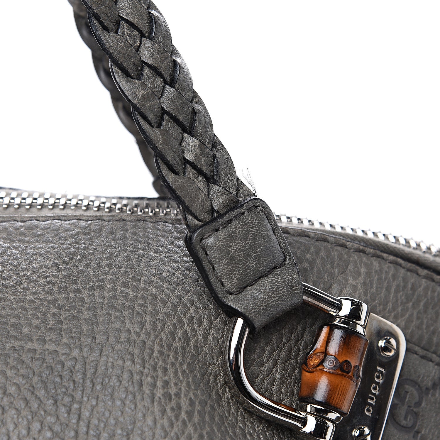 Gucci Calfskin Medium Bamboo Bar Shoulder Bag Grey 12 of 12