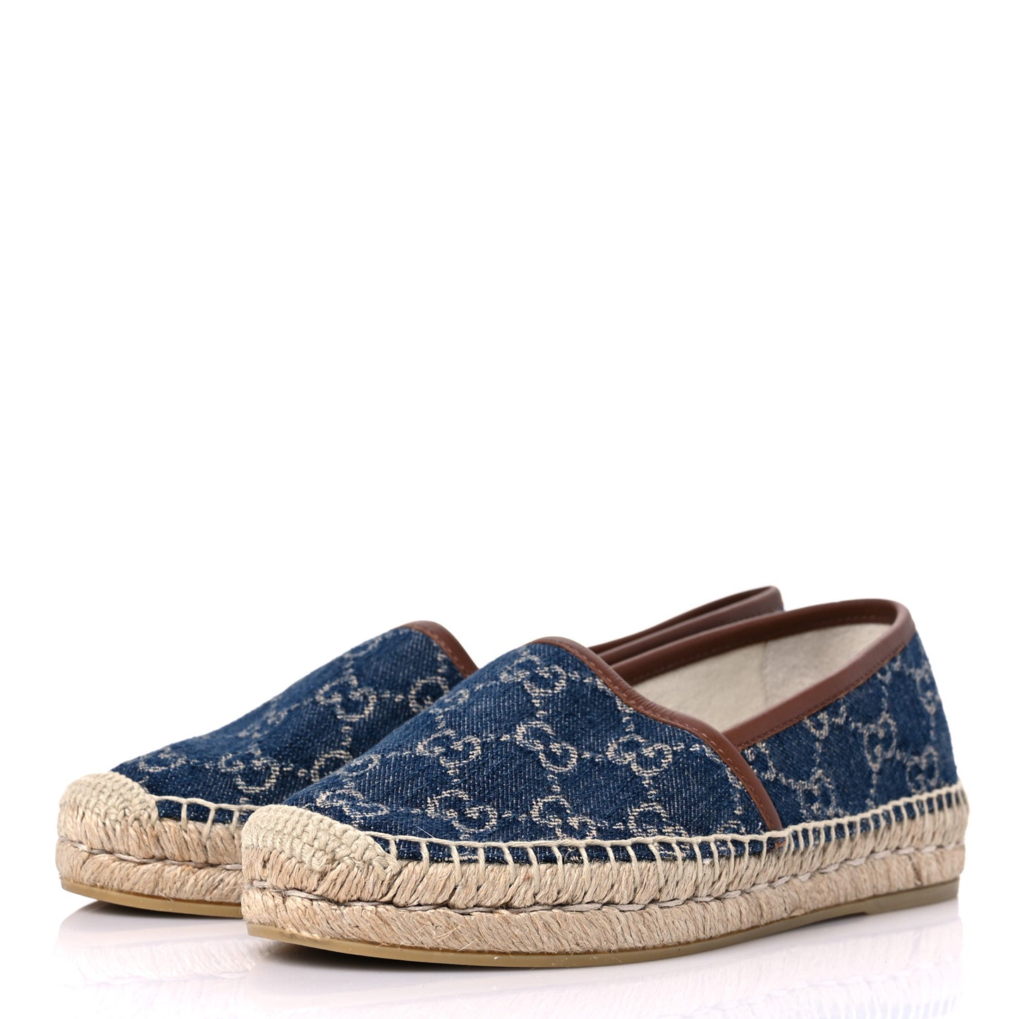 Denim GG Monogram Espadrilles 35 Blue Tea Cuir