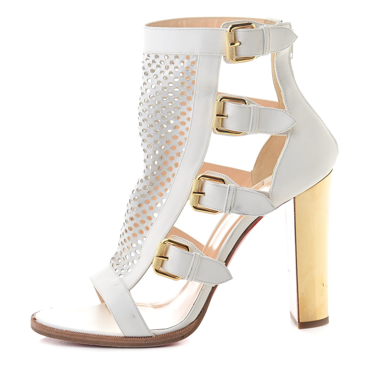 Chalumeau Calfskin Fencing 120 Perforated Sandals 40.5 White