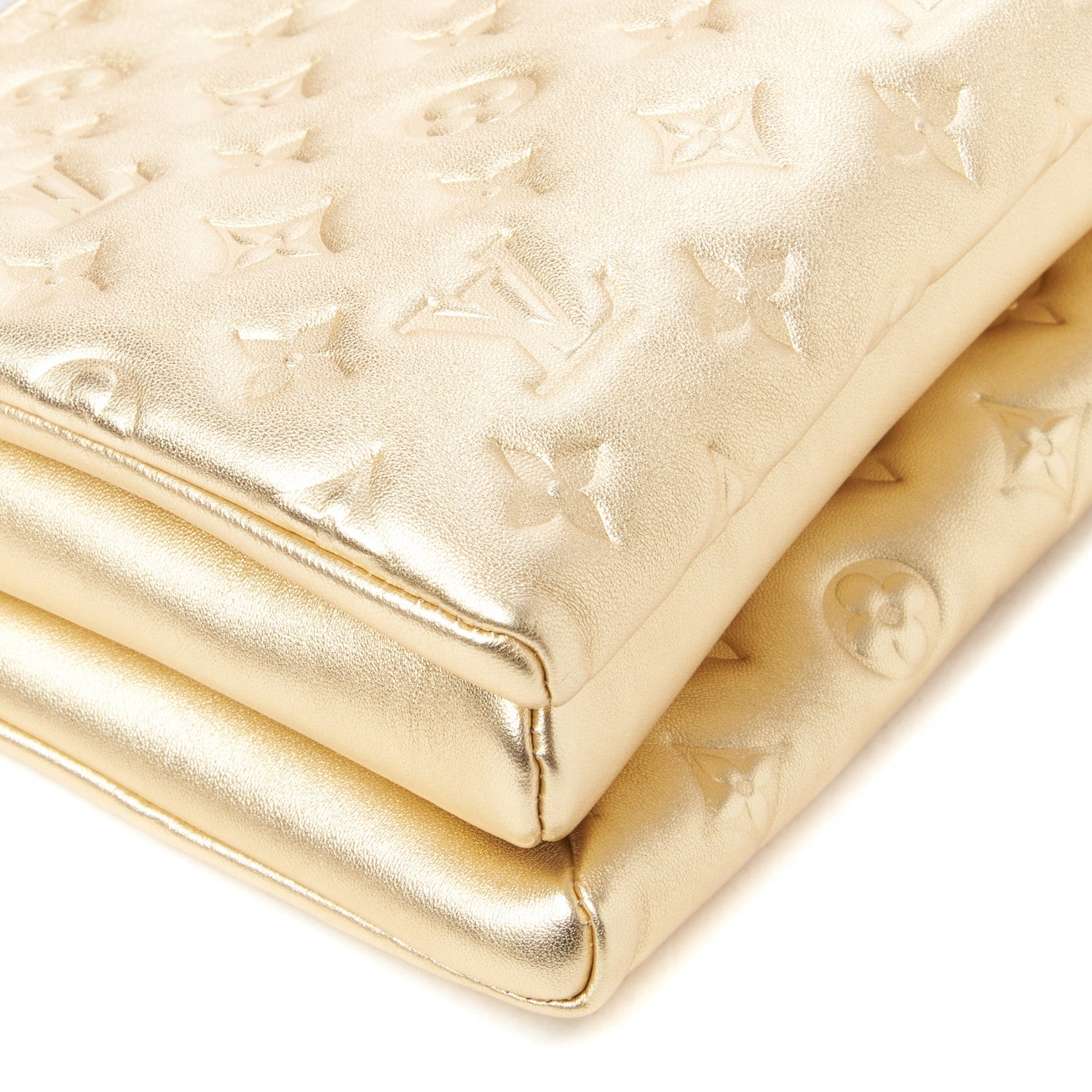 Louis Vuitton Lambskin Embossed Monogram Coussin PM Gold 6 of 9