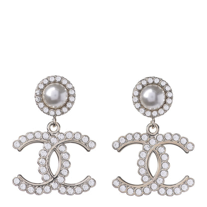 Chanel Crystal Pearl Bow-tiful CC Drop Earrings Gold 1 of 3