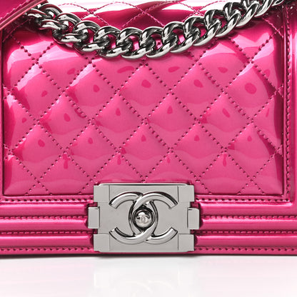 Chanel Metallic Patent Calfskin Quilted Small Boy Flap Pink 9 of 13