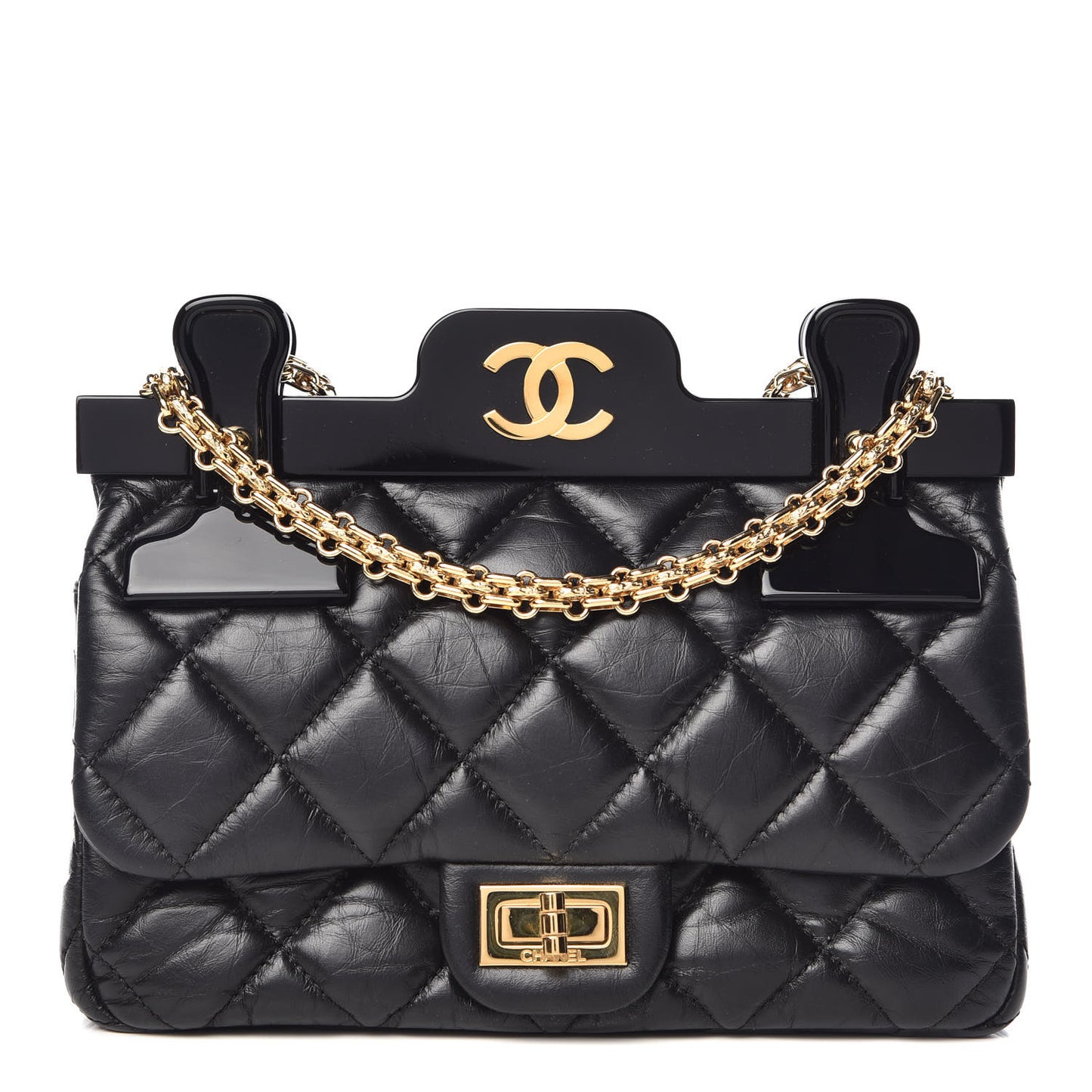 Aged Calfskin Quilted 2.55 Reissue Mini Hanger Flap Black