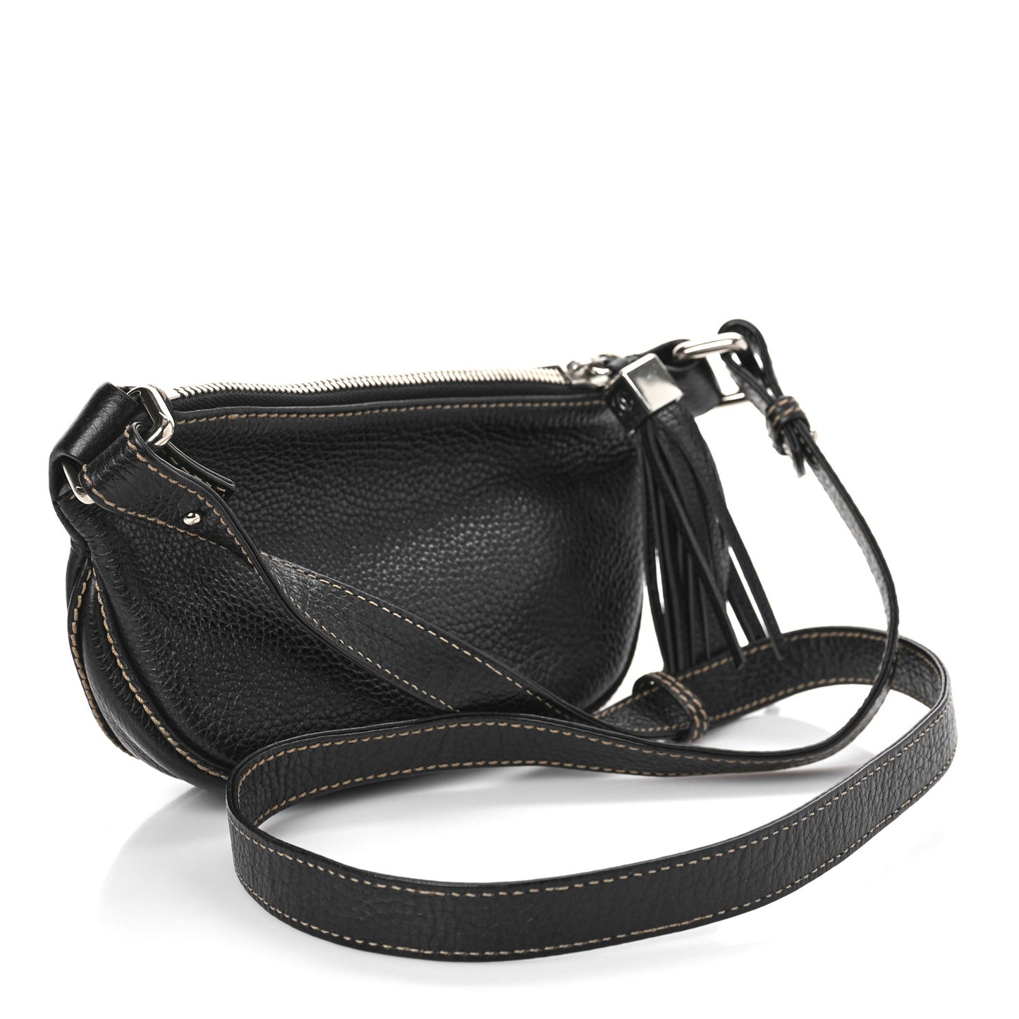 Grained Calfskin Lax Crossbody Bag Black