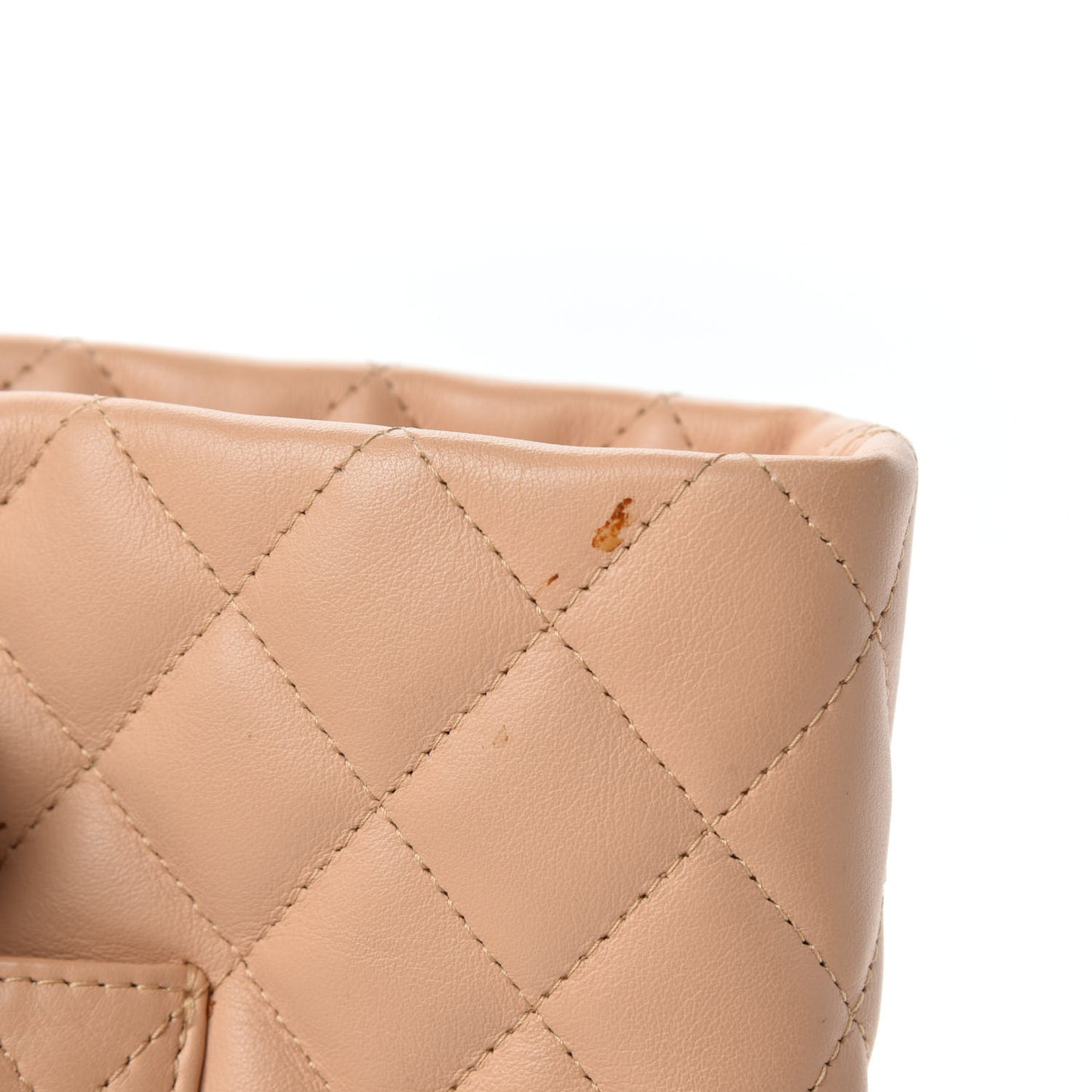 Calfskin Quilted Large Cambon Tote Beige Black