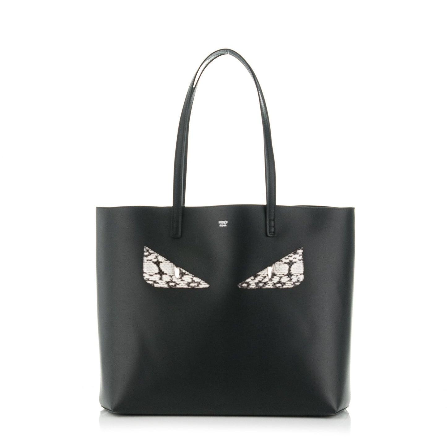 Vitello Ginevra Elaphe Monster Eyes Shopping Tote Black Naturale