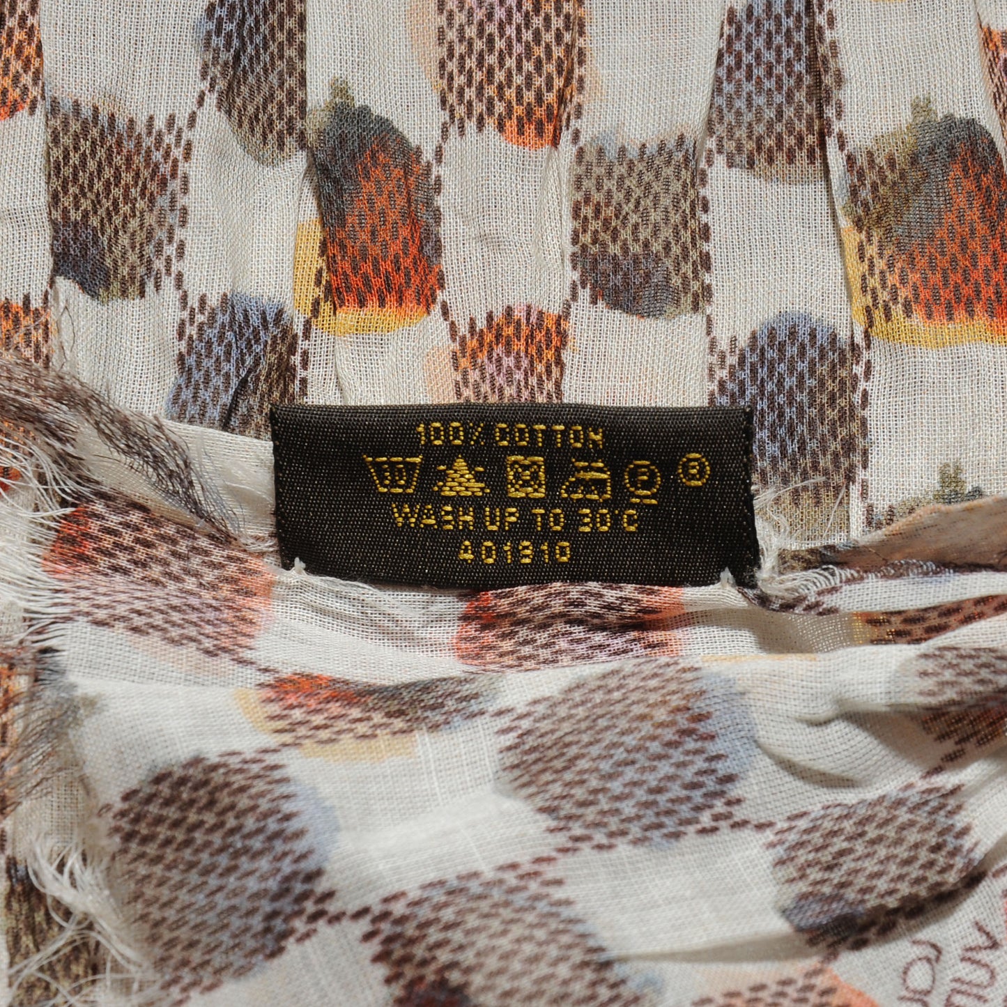 Cotton Painted Damier Etole Stole Scarf Marron