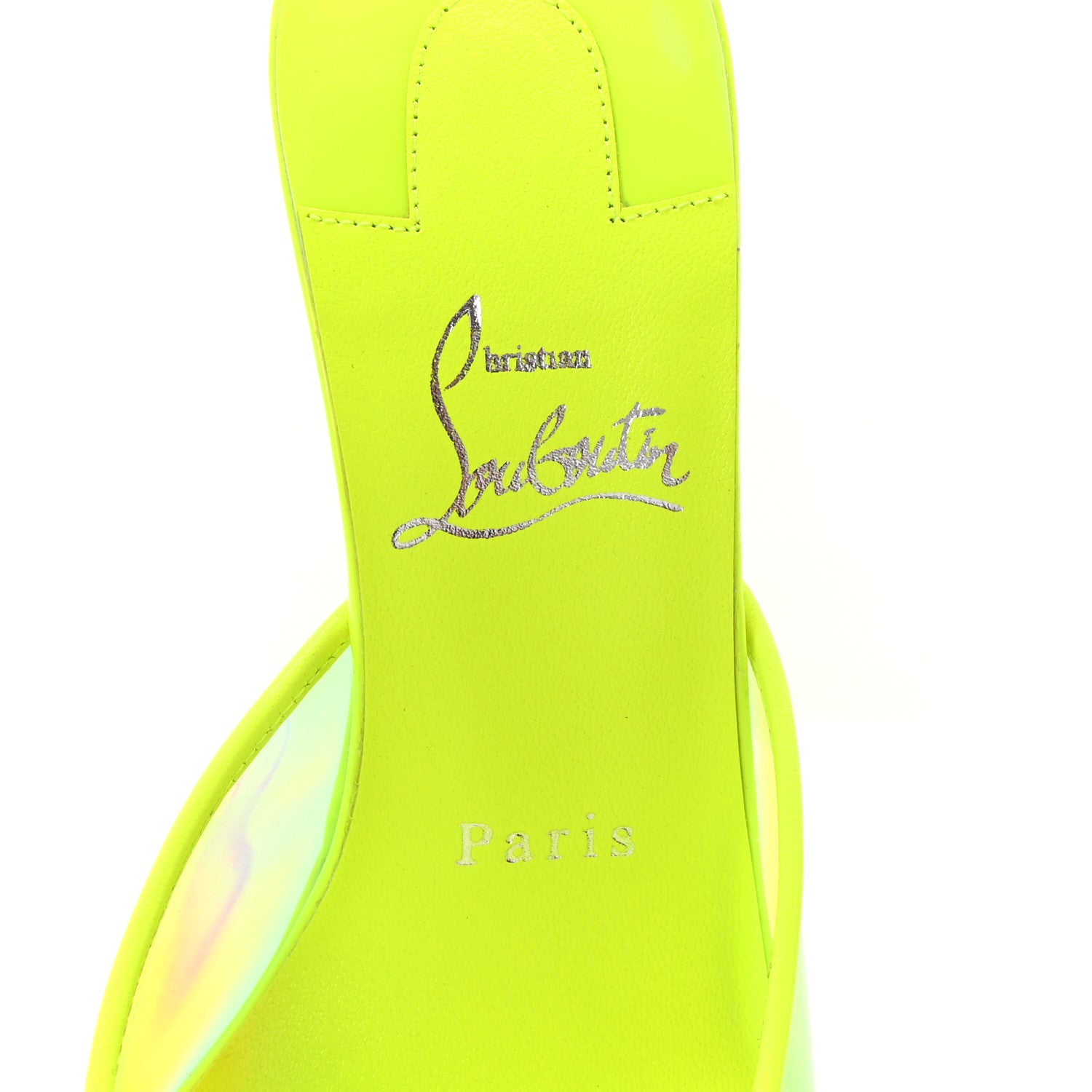 Christian Louboutin PVC Just Arch 100 Slide Sandals 37 Neon Yellow 8 of 9