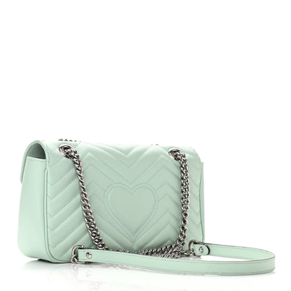 Gucci Calfskin Matelasse Small GG Marmont Shoulder Bag Water Green 3 of 11