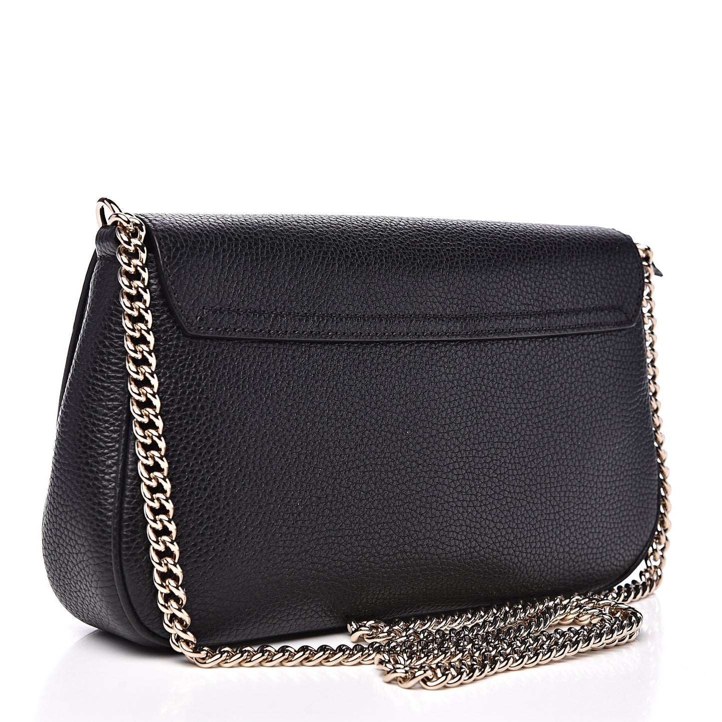 Pebbled Calfskin Medium Soho Flap Crossbody Black