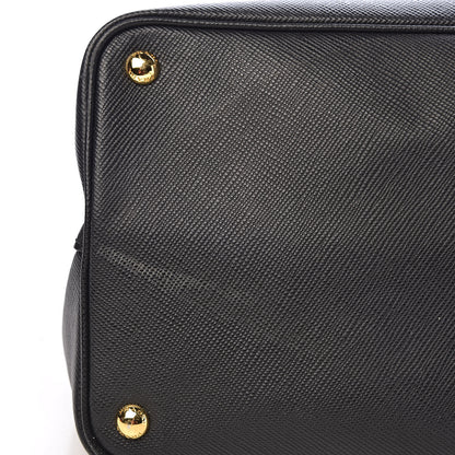 Prada Saffiano Cuir Large Double Bag Black Fuoco 10 of 15
