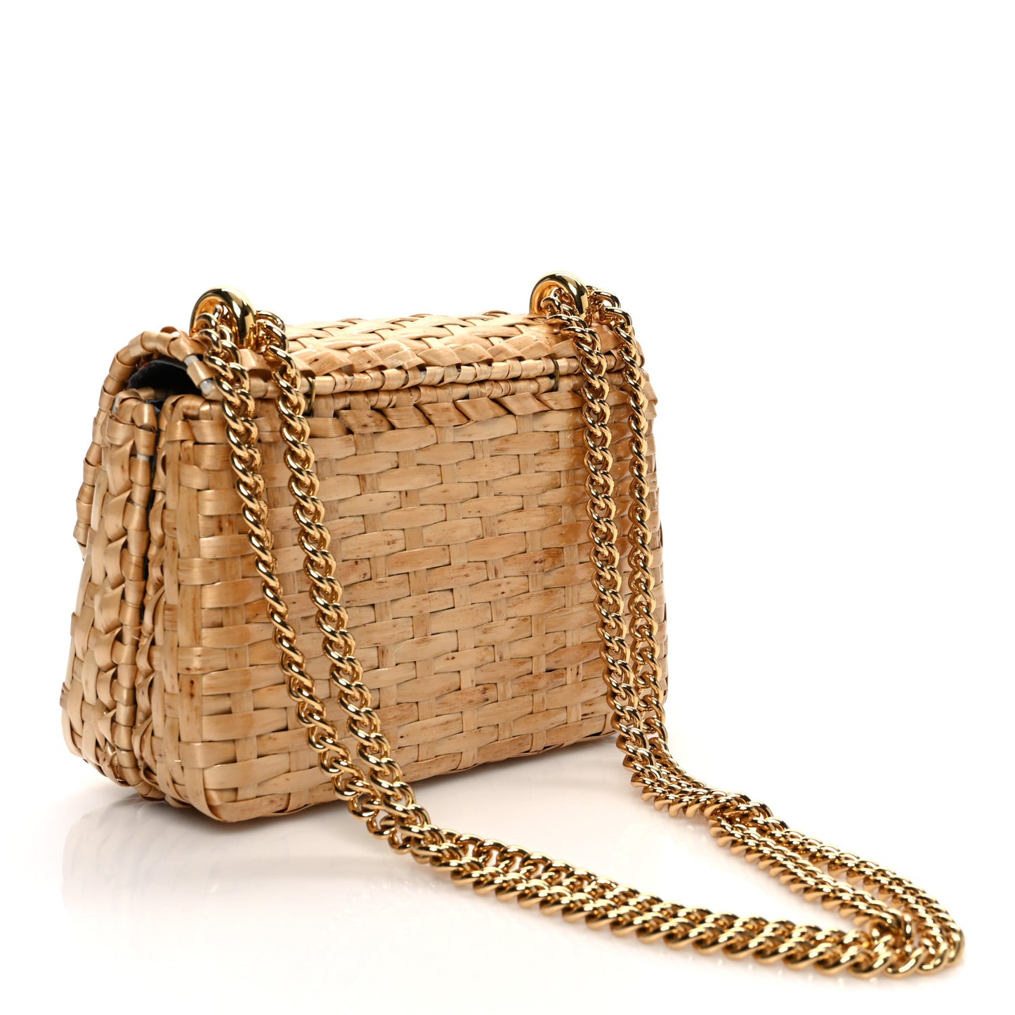 Glazed Wicker Mini Cestino Shoulder Bag Natural