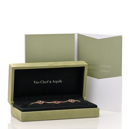 Van Cleef & Arpels 18K Rose Gold Carnelian 5 Motifs Guilloche Vintage Alhambra Bracelet 4 of 4