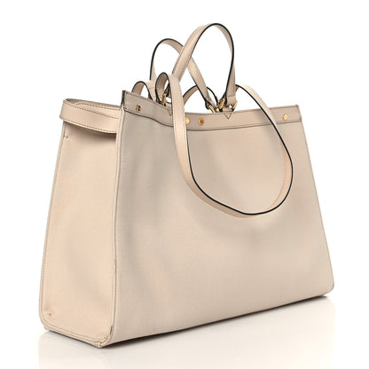Fendi Canvas Vitello King FF Embroidered Medium Peekaboo X-Tote Poudre 4 of 9