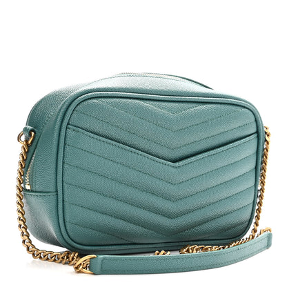 Saint Laurent Grain De Poudre Matelasse Monogram Mini Lou Camera Bag Blue Vert 3 of 9