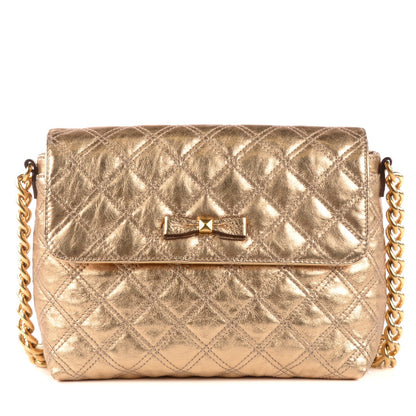Marc Jacobs Metallic Lambskin Quilted The Large Single Bow Flap Gold 1 of 8