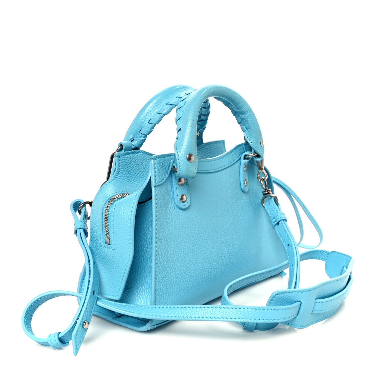 Balenciaga Grained Calfskin Neo Classic Silver Hardware Mini City Azur 3 of 10