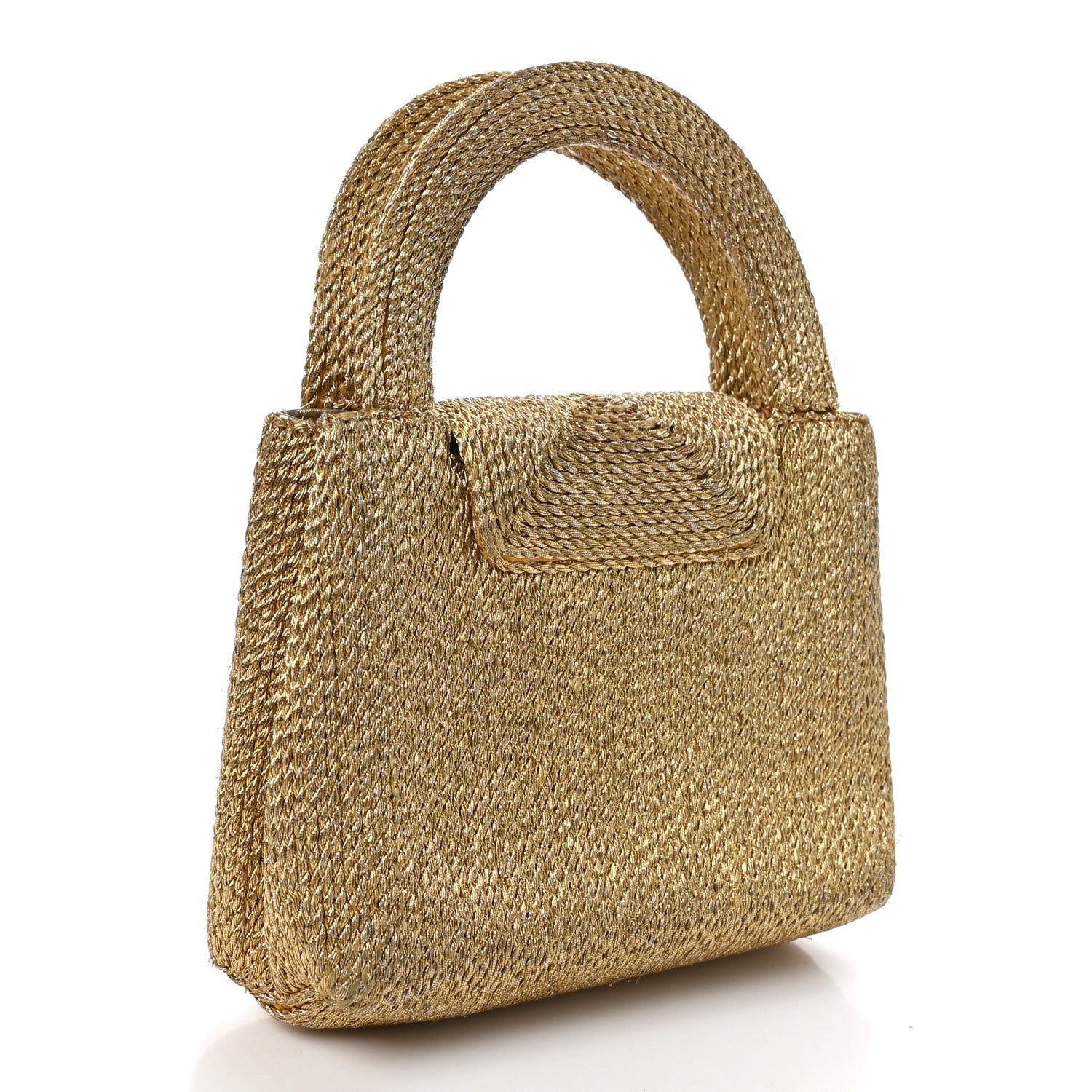 Chanel Metallic Woven Raffia Small Kelly Flap Bag Gold 3 of 11