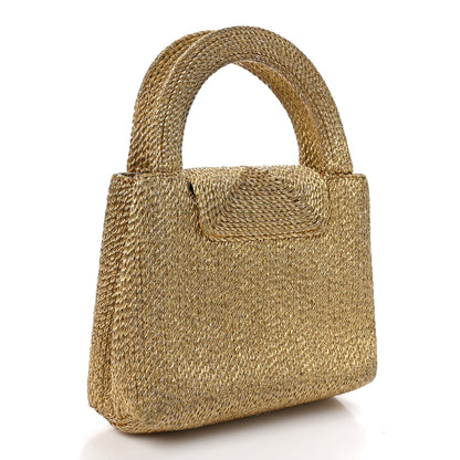 Chanel Metallic Woven Raffia Small Kelly Flap Bag Gold 3 of 11